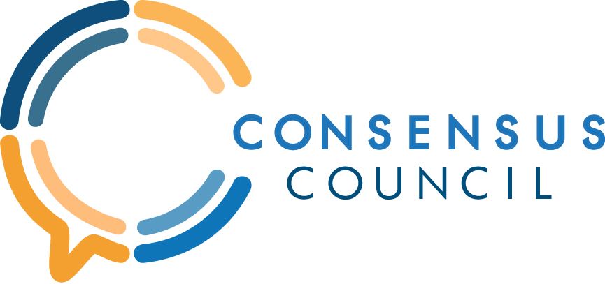 Logo with a circle that reads Consensus Council 