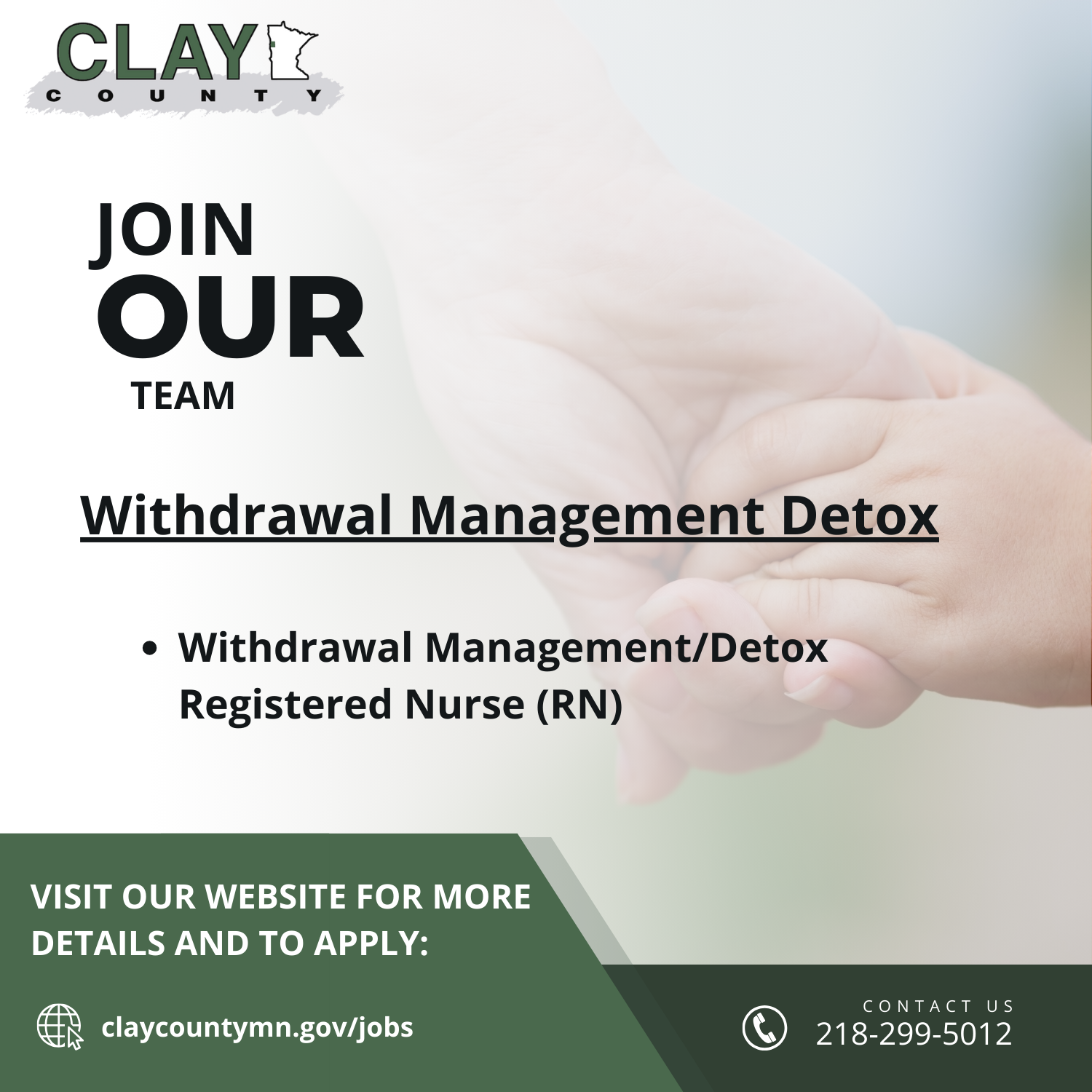 A graphic saying join our team along with information in this news flash