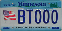 Example of a Special License Plate for Minnesota Miliary Veterans